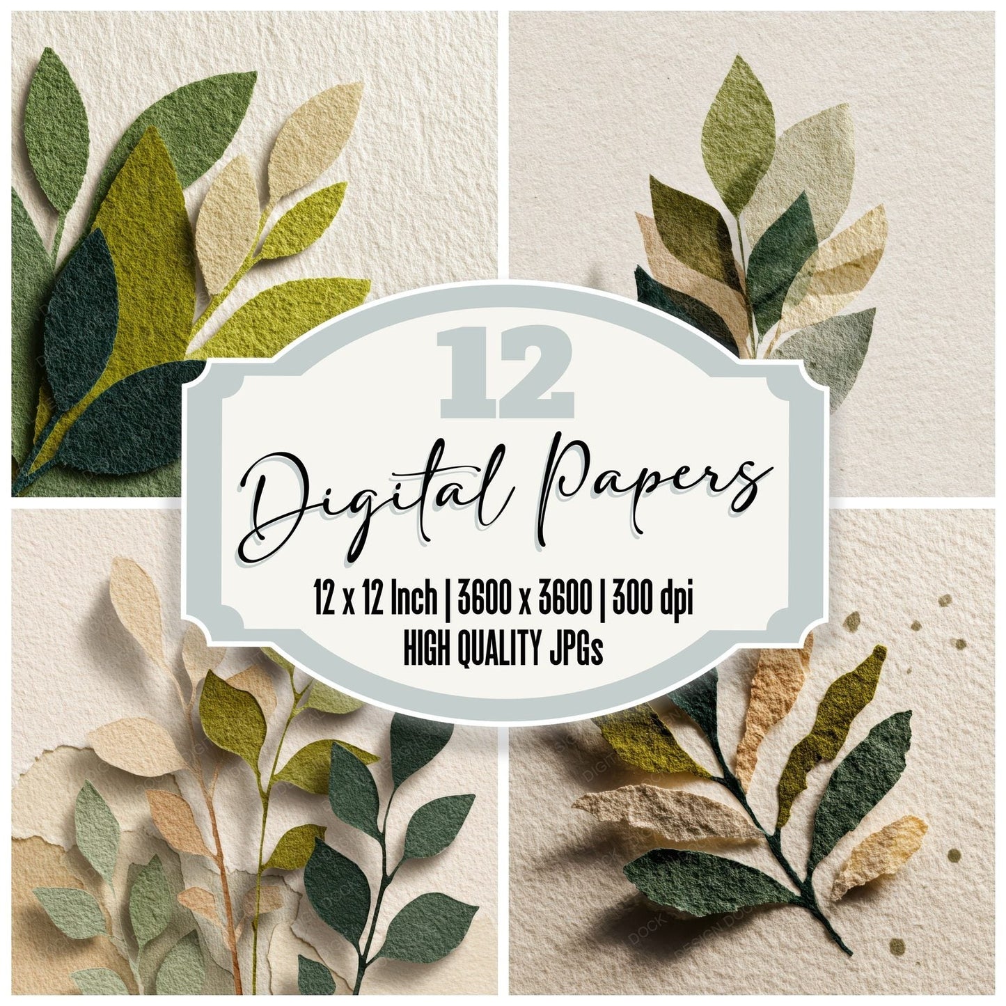 Torn Leaf Minimal Digital Paper Pack (DDD004031)
