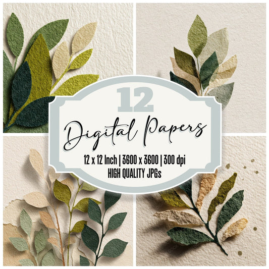 Torn Leaf Minimal Digital Paper Pack (DDD004031)