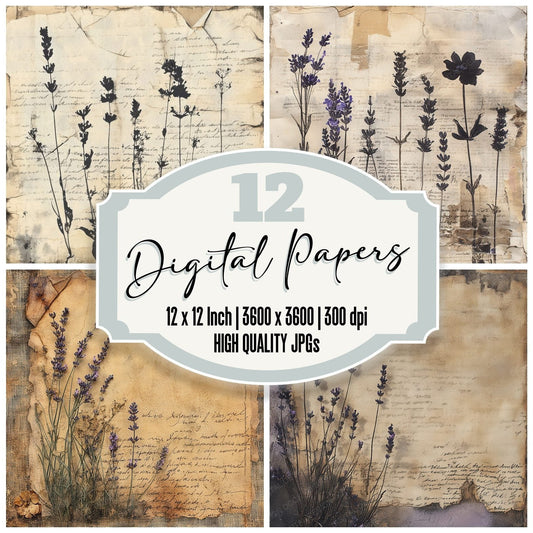 Torn Wildflower Script Digital Paper Pack (DDD004037)