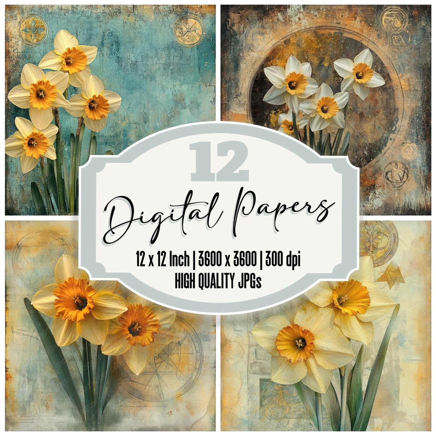 Transmuted Daffodil Metal Digital Paper Pack (DDD004048)