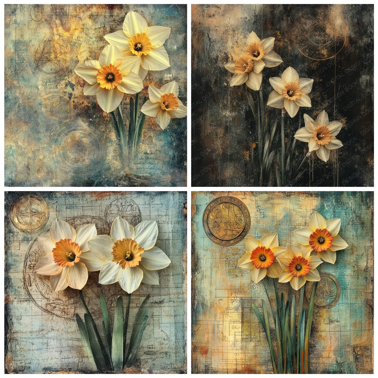 Transmuted Daffodil Metal Digital Paper Pack (DDD004048)