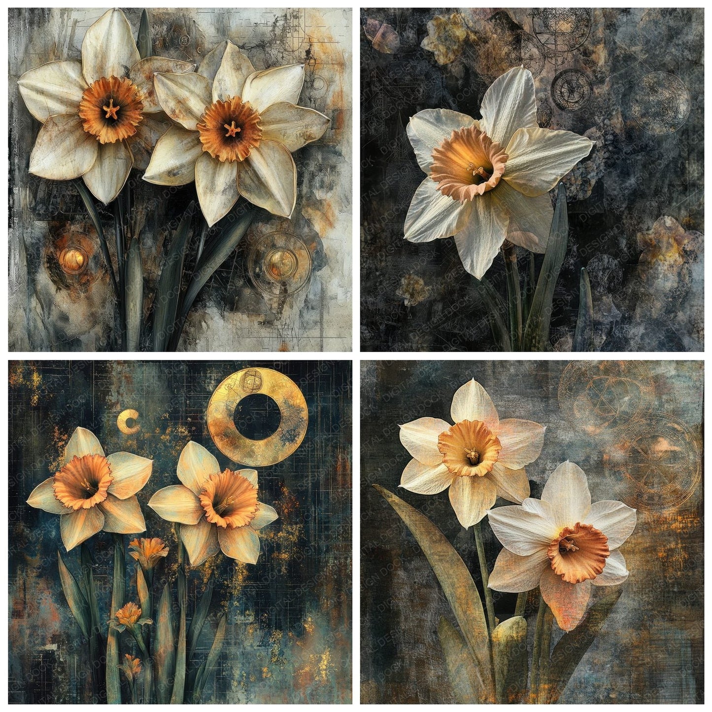 Transmuted Daffodil Metal Digital Paper Pack (DDD004048)