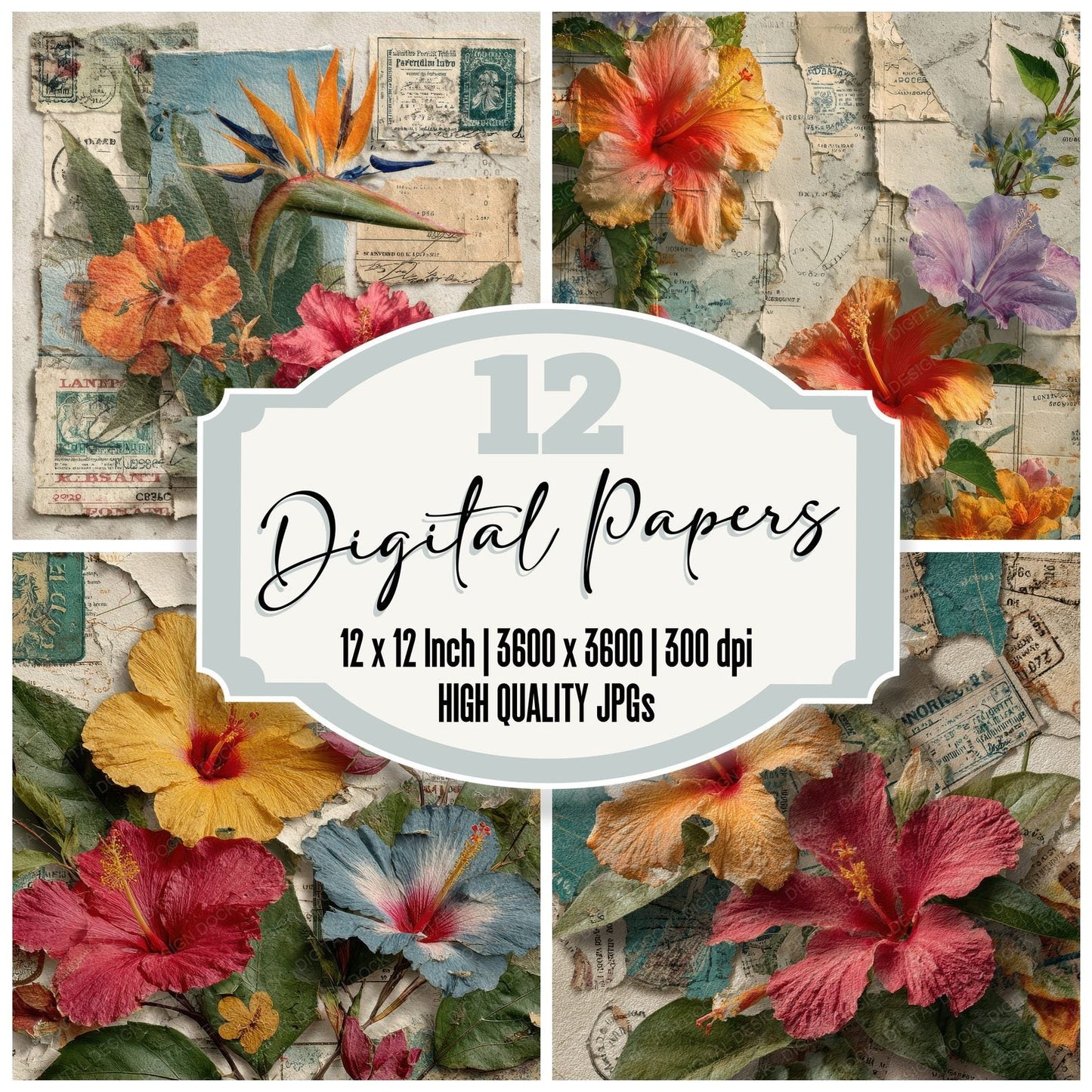 Travel Tag Bloom Trail Digital Paper Pack (DDD004054)
