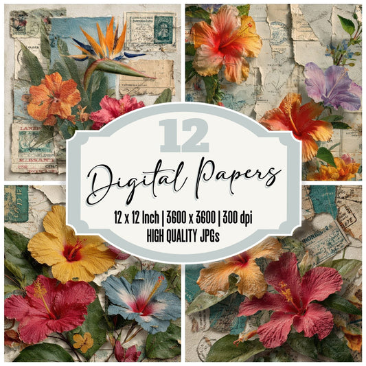 Travel Tag Bloom Trail Digital Paper Pack (DDD004054)