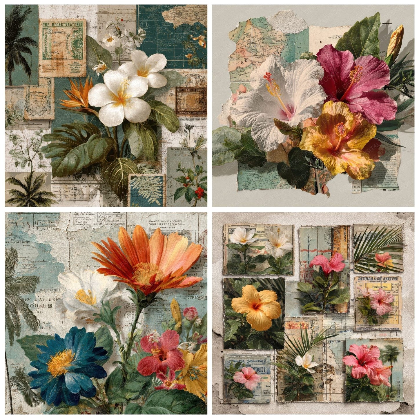 Travel Tag Bloom Trail Digital Paper Pack (DDD004054)