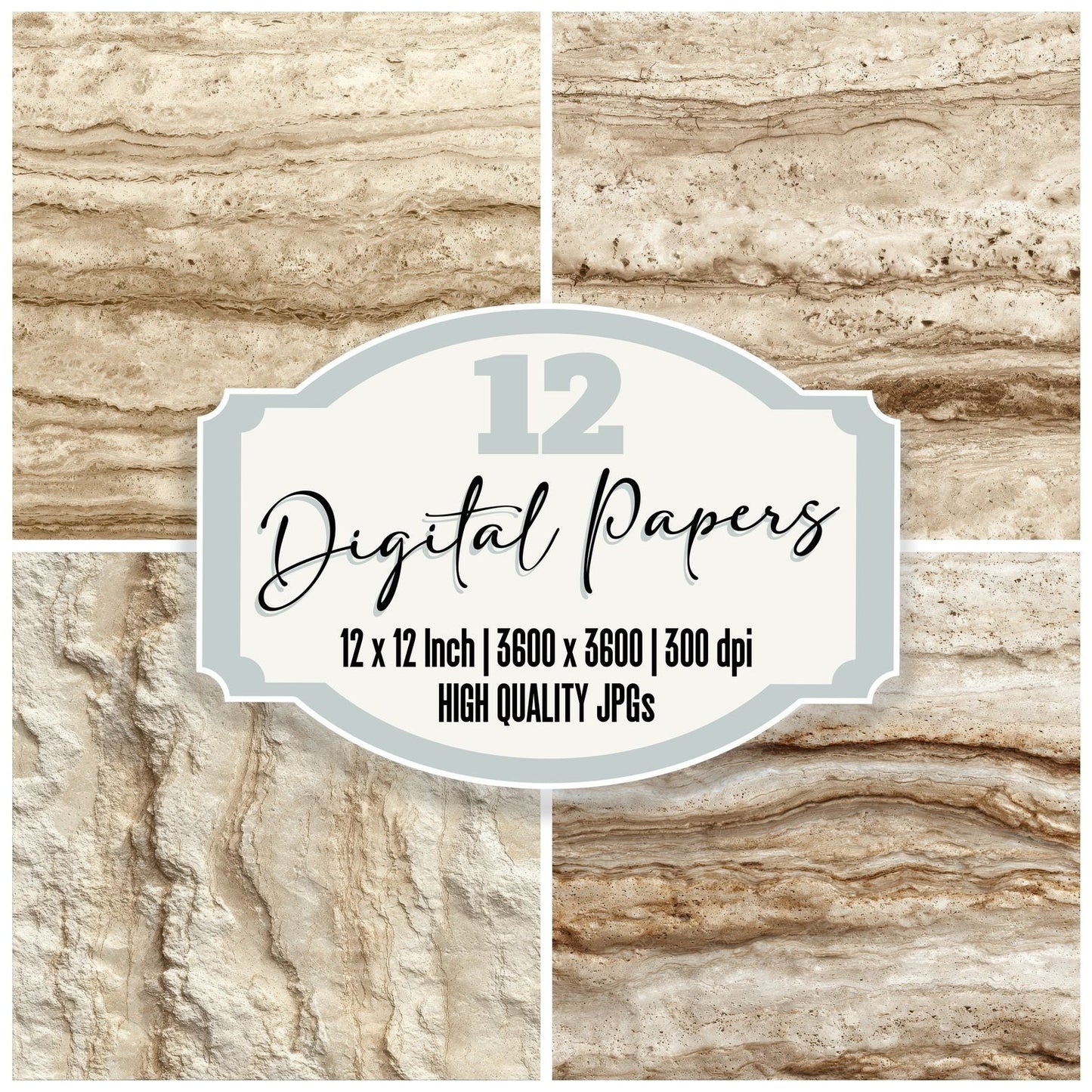 Travertine Beige Vein Fossil Digital Paper Pack (DDD004056)