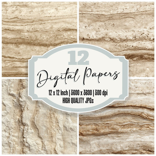 Travertine Beige Vein Fossil Digital Paper Pack (DDD004056)
