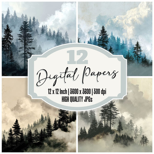 Treetop Cloud Line Fade Digital Paper Pack (DDD004059)