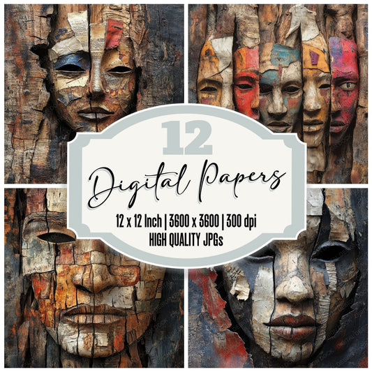 Tribal Wood Ritual Digital Paper Pack (DDD004082)