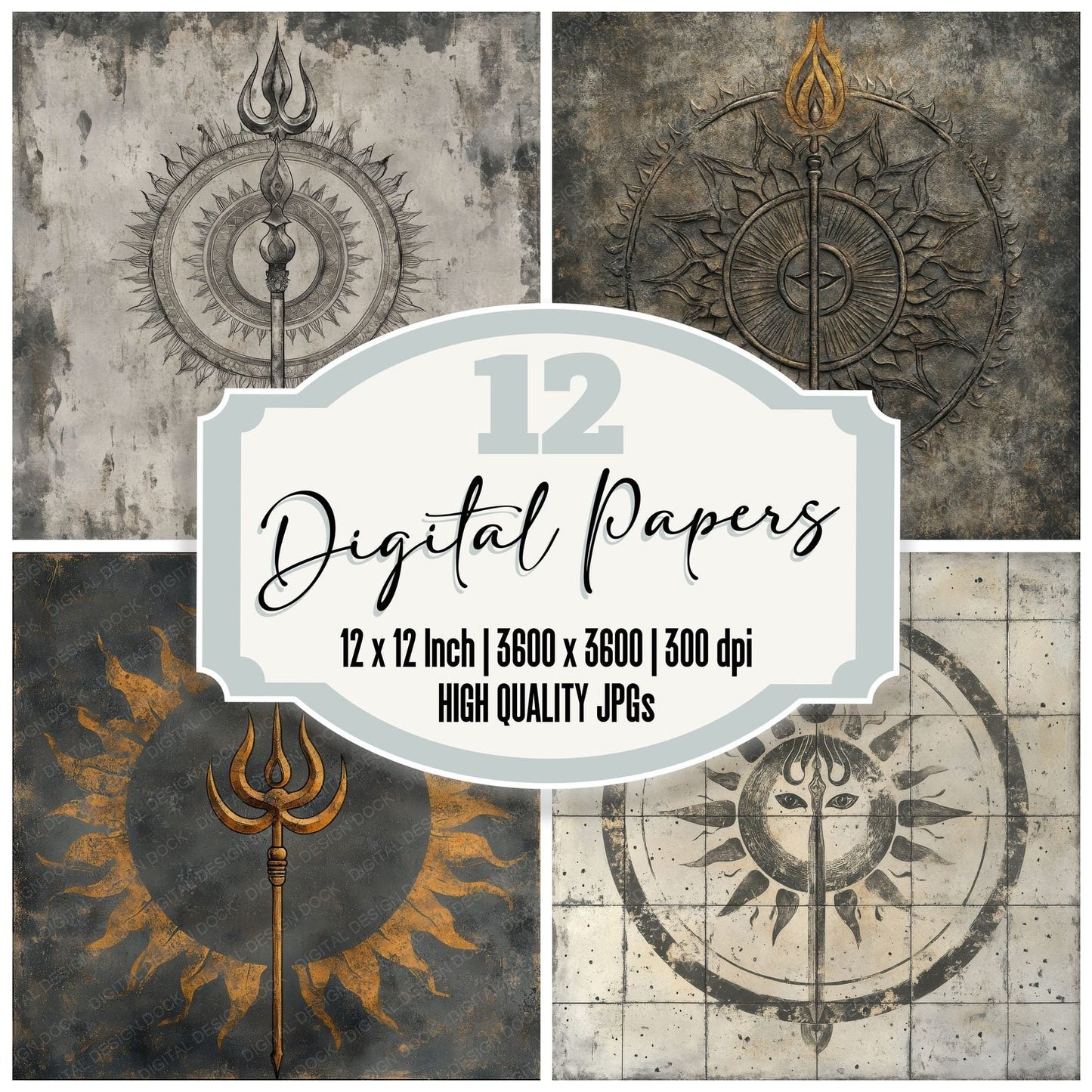 Trident Mandala Ash Digital Paper Pack (DDD004085)