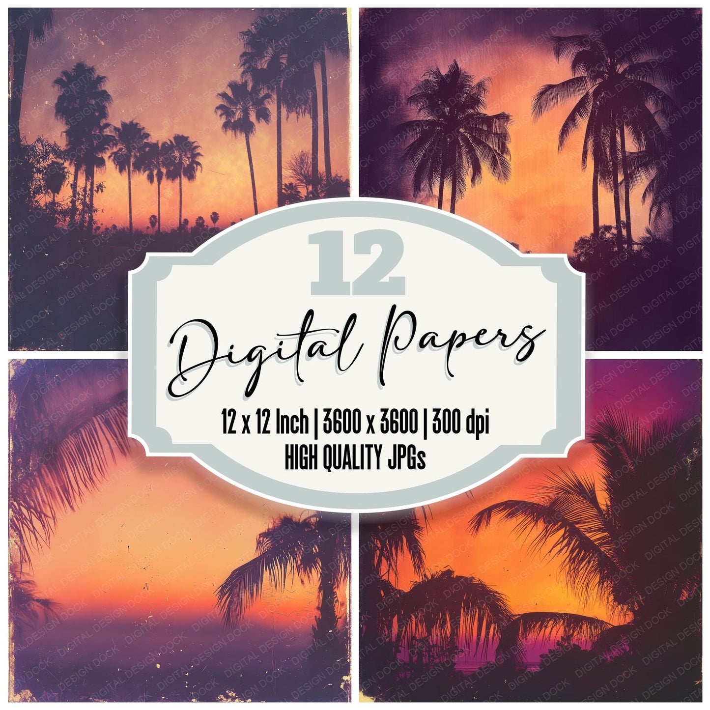 Tropical Dusk Palms Digital Paper Pack (DDD004090)
