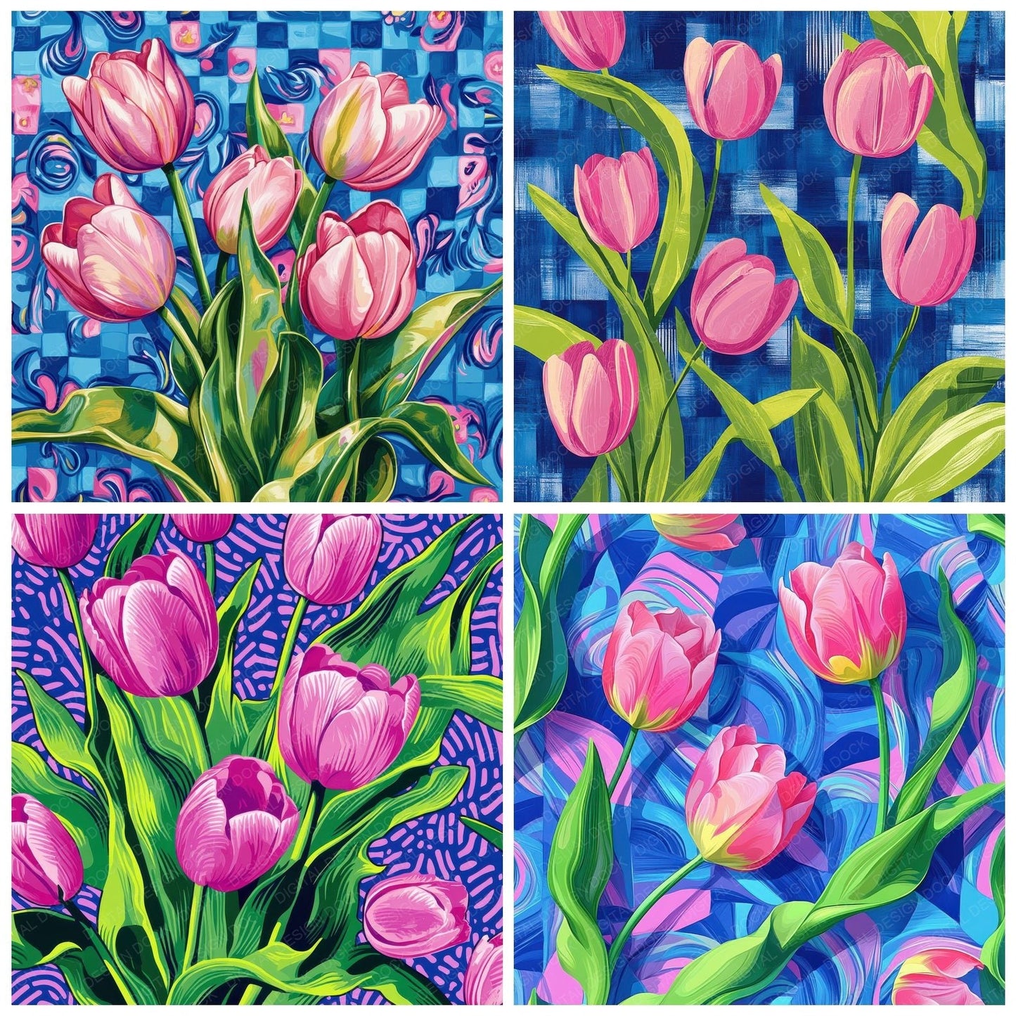 Tulip Checker Pop Digital Paper Pack (DDD004092)