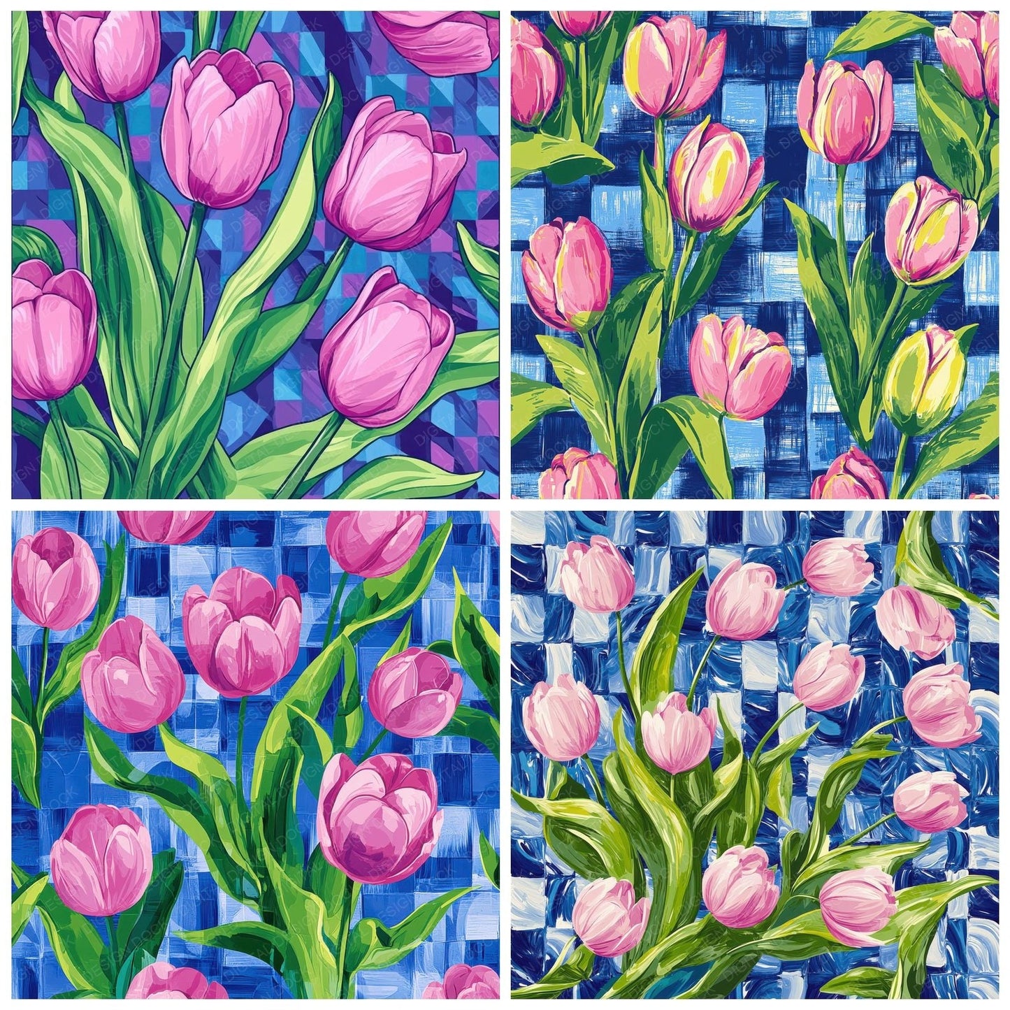 Tulip Checker Pop Digital Paper Pack (DDD004092)