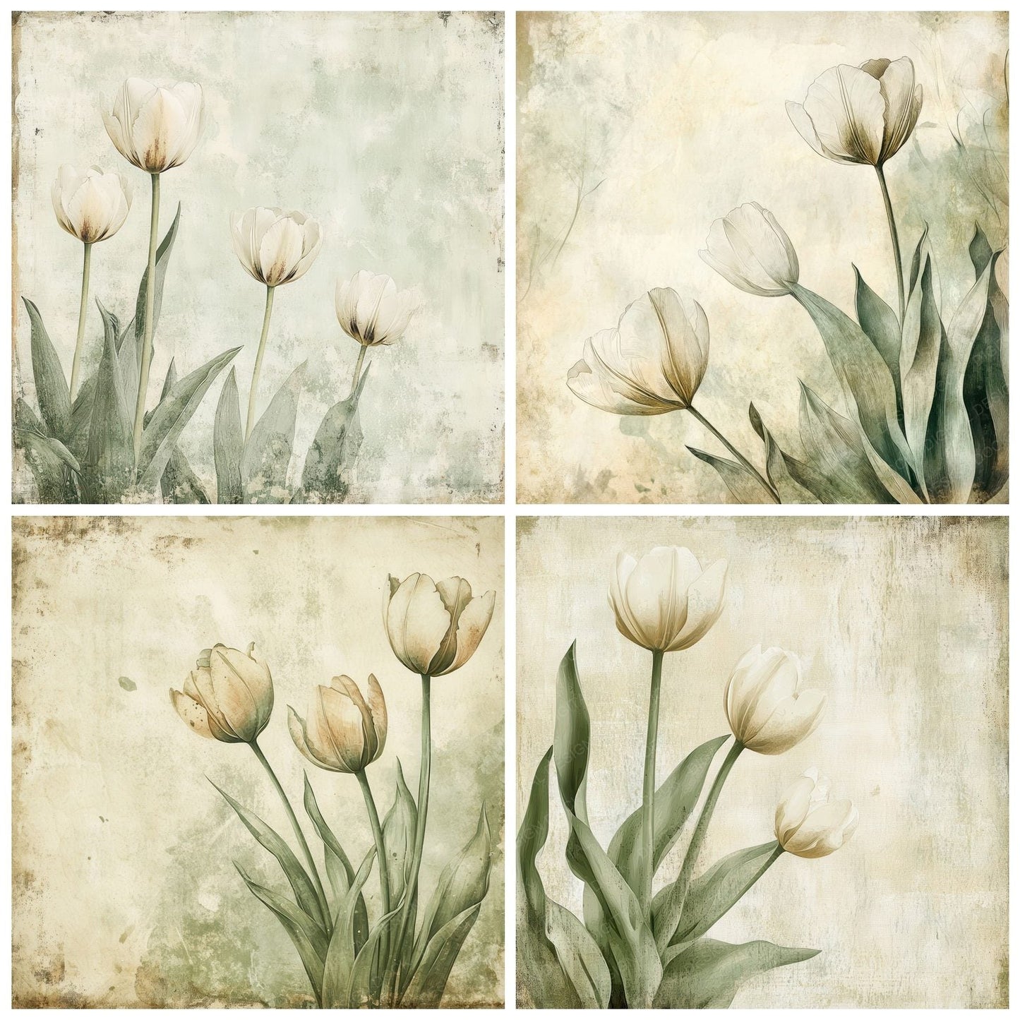 Tulip Sage Fold Digital Paper Pack (DDD004094)