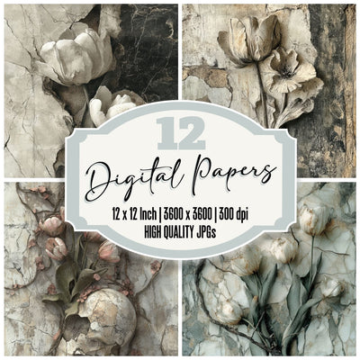 Tulip Statue Marble Digital Paper Pack (DDD004095)