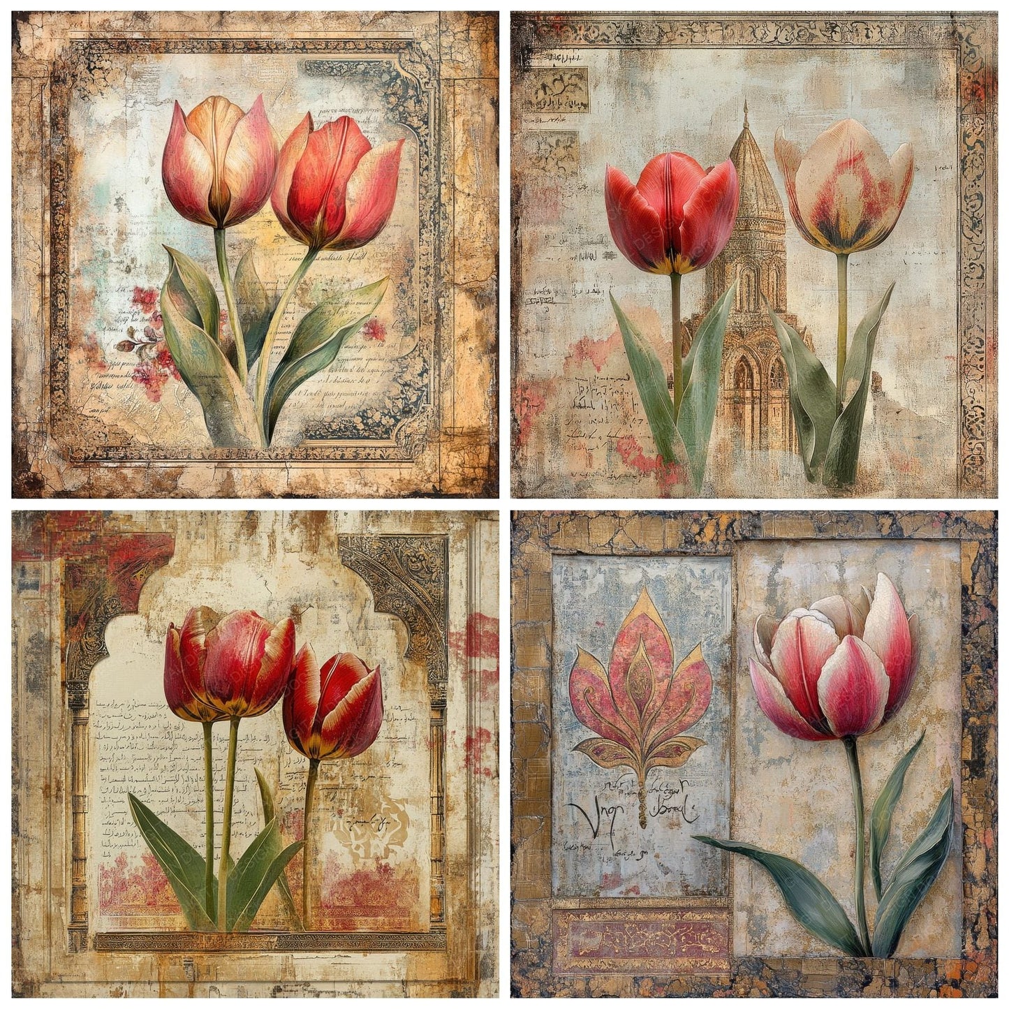 Turkey Tulip Mosaic Digital Paper Pack (DDD004099)