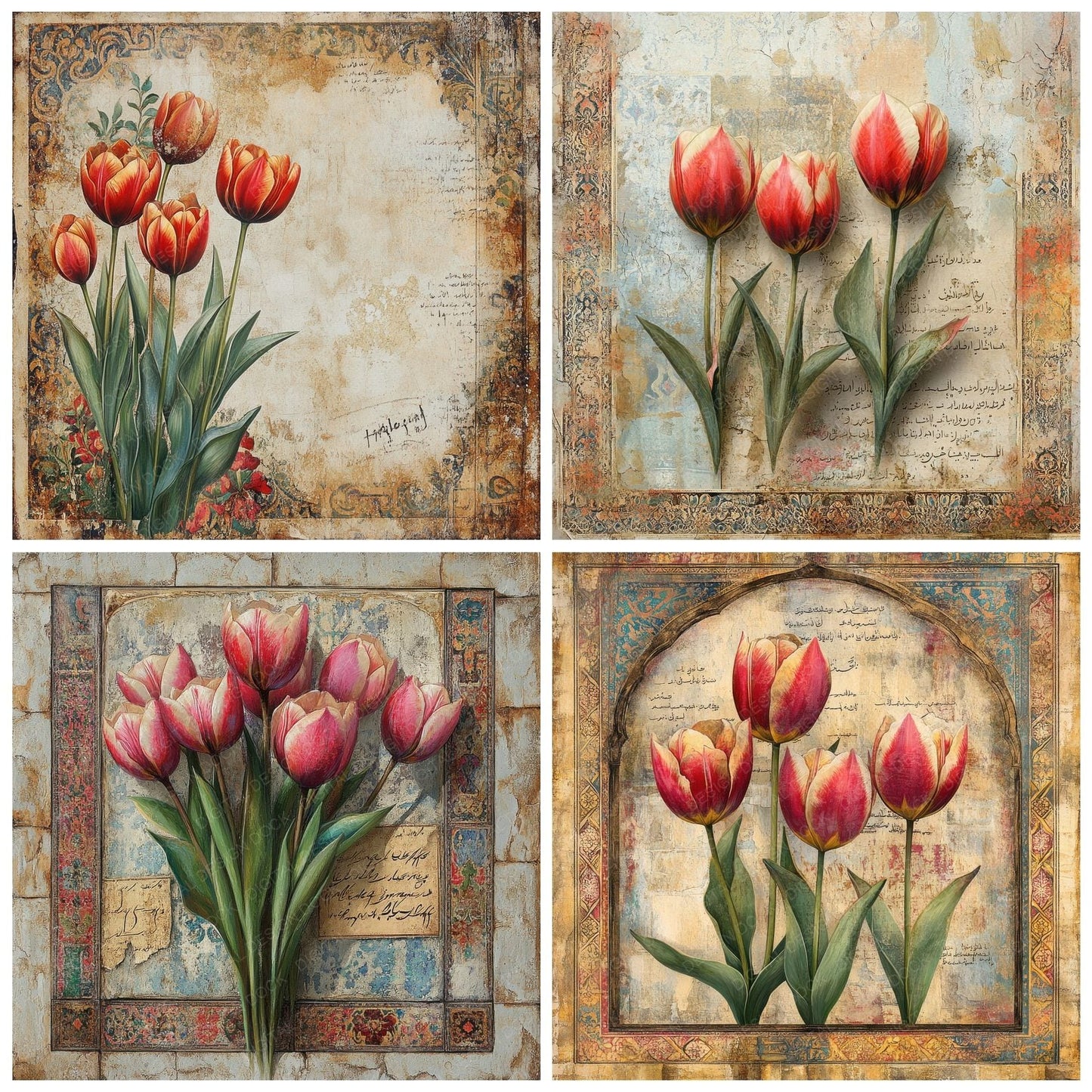 Turkey Tulip Mosaic Digital Paper Pack (DDD004099)