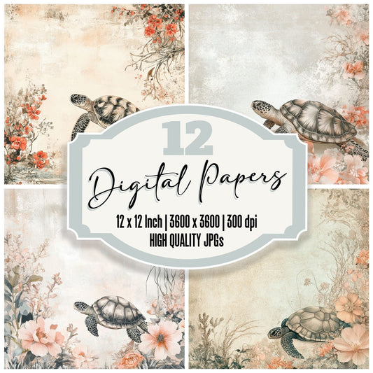 Turtle Sea Bloom Digital Paper Pack (DDD004106)