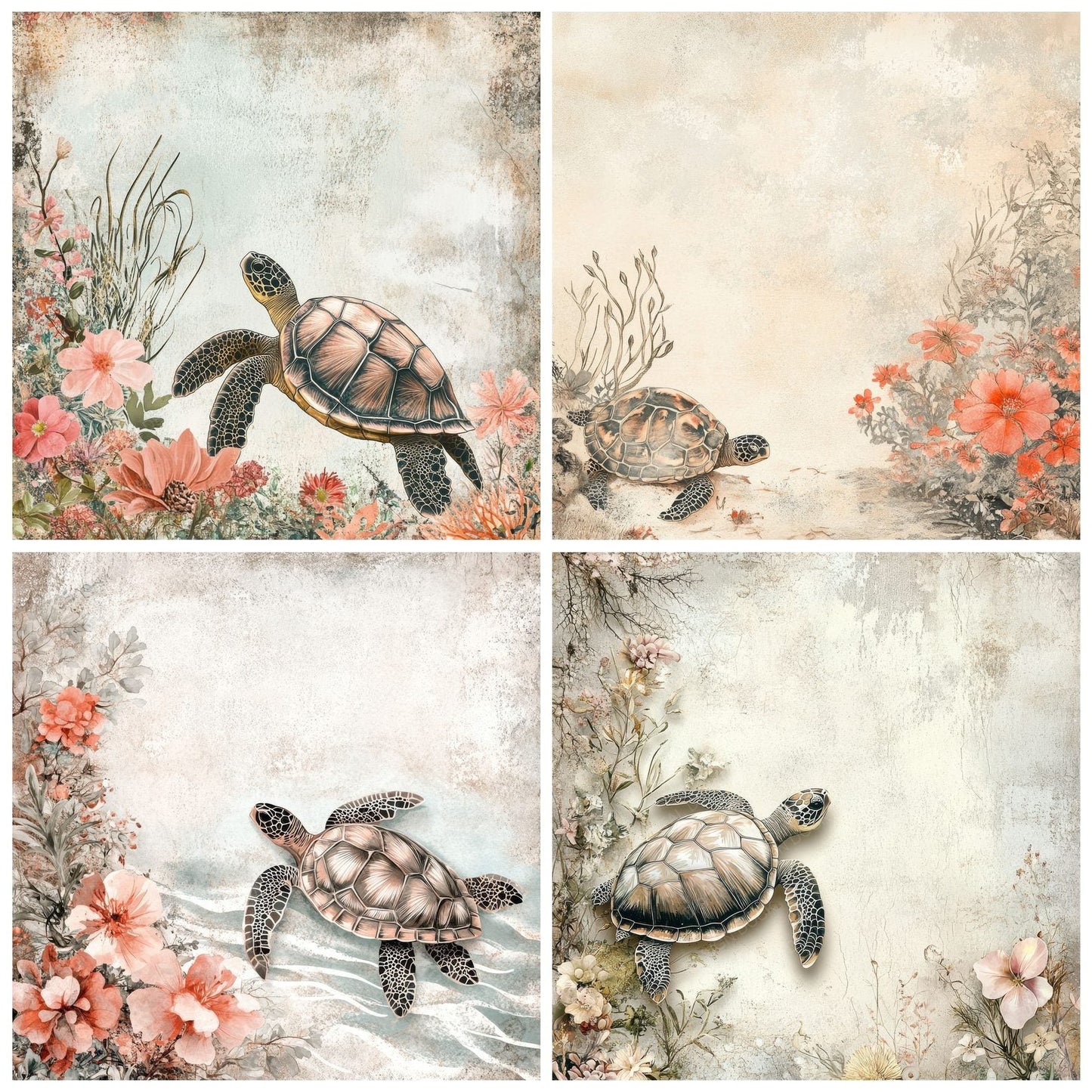 Turtle Sea Bloom Digital Paper Pack (DDD004106)