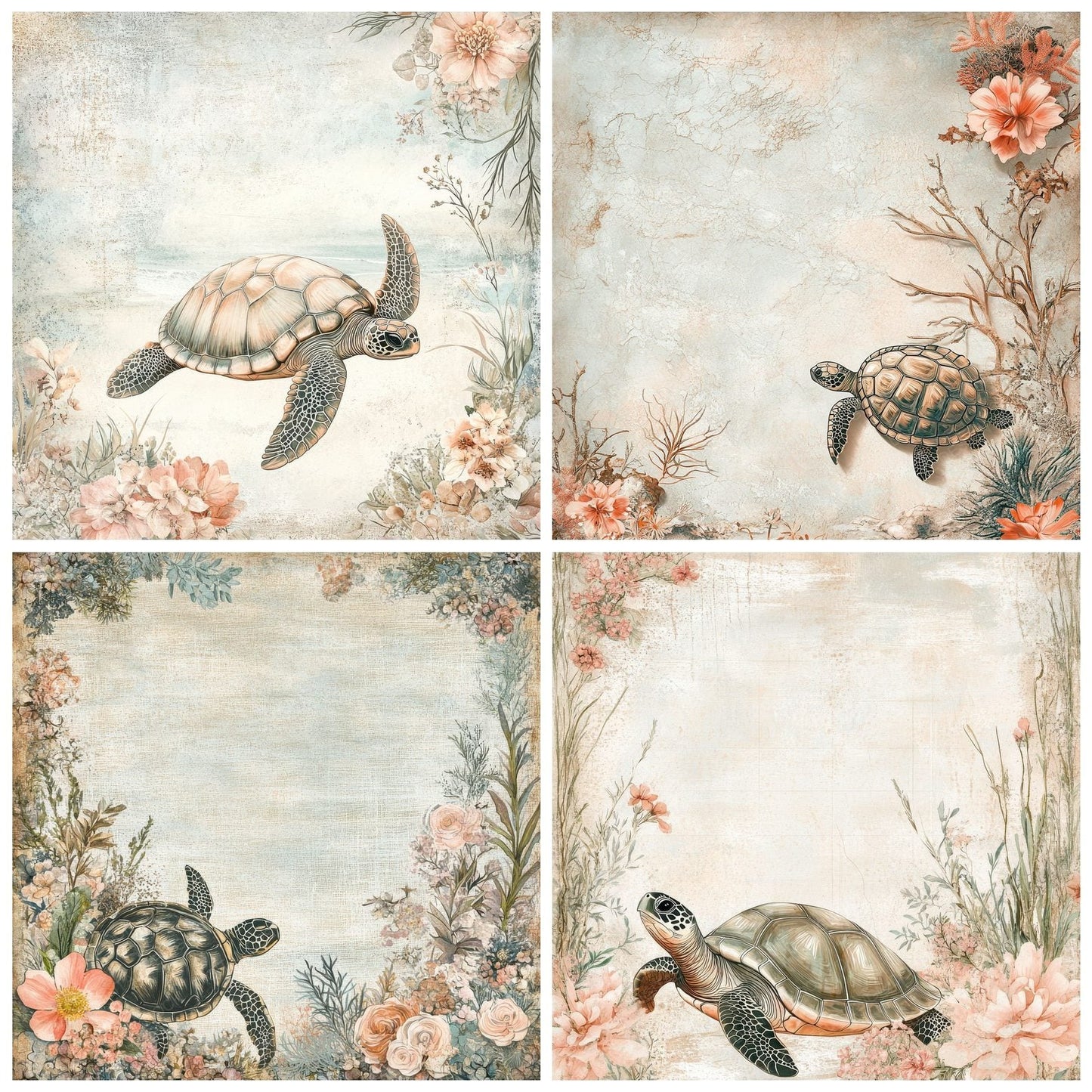 Turtle Sea Bloom Digital Paper Pack (DDD004106)