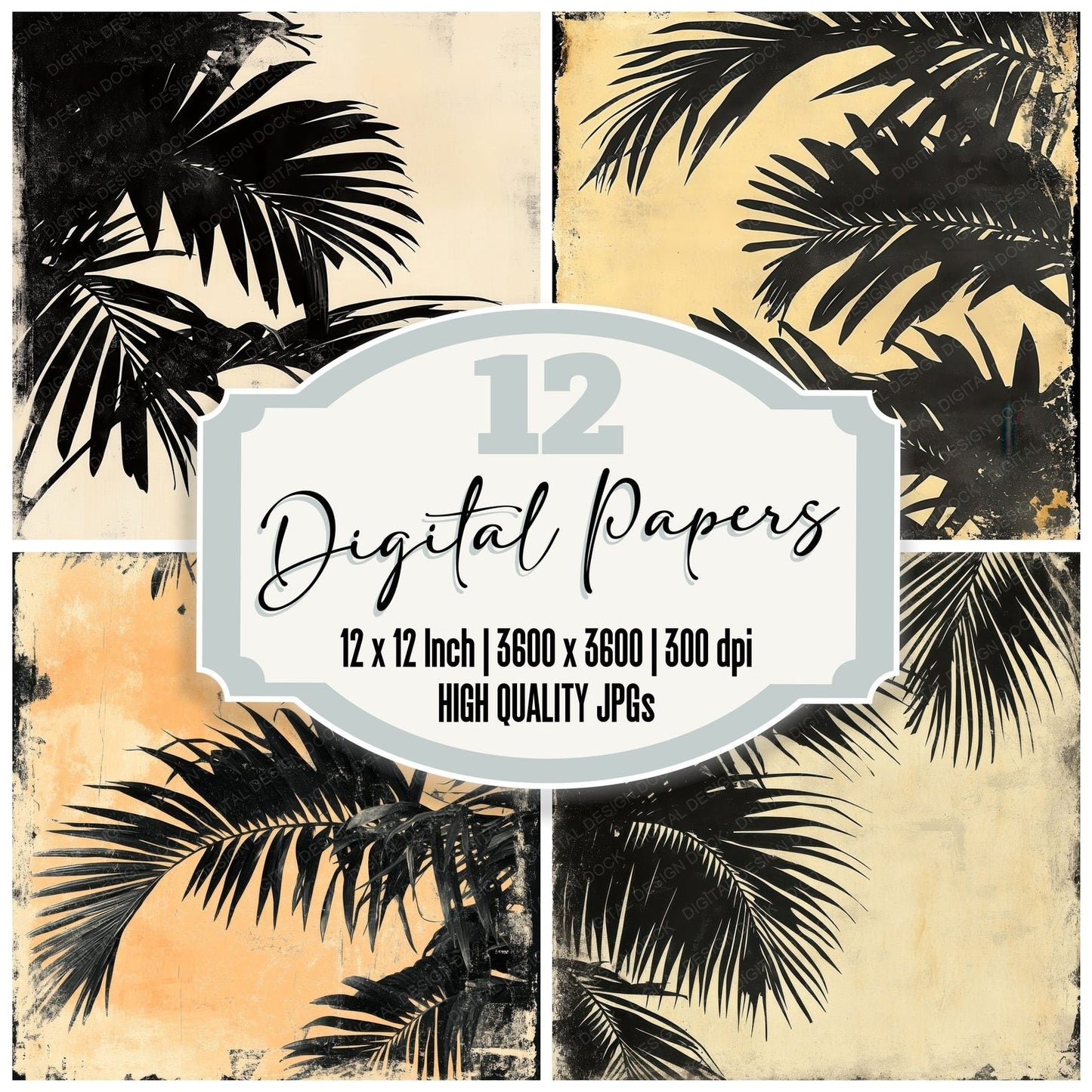 Twilight Palm Shadows Digital Paper Pack (DDD004107)
