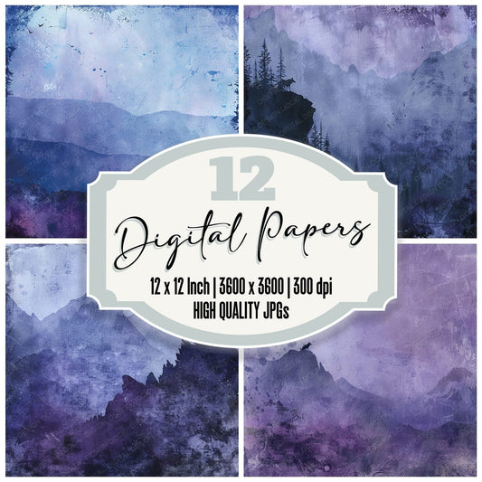 Twilight Purple Wolf Digital Paper Pack (DDD004108)