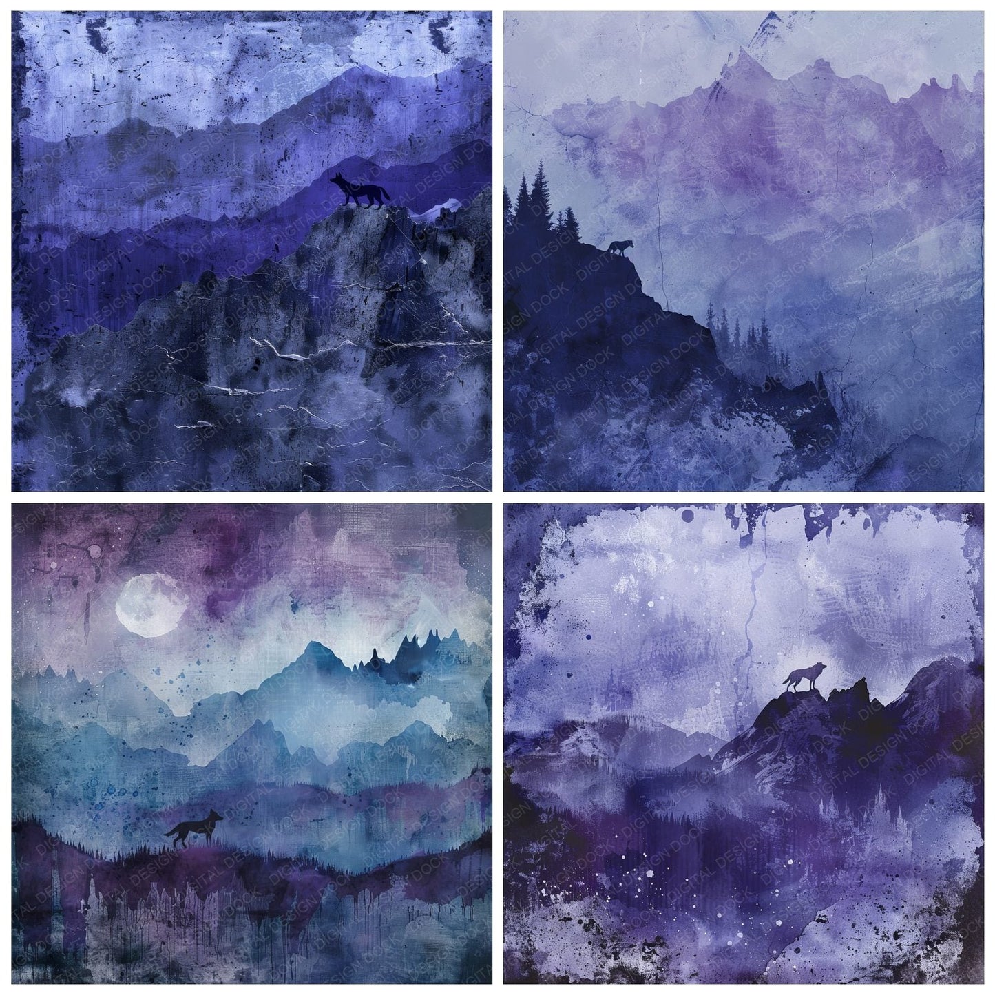 Twilight Purple Wolf Digital Paper Pack (DDD004108)