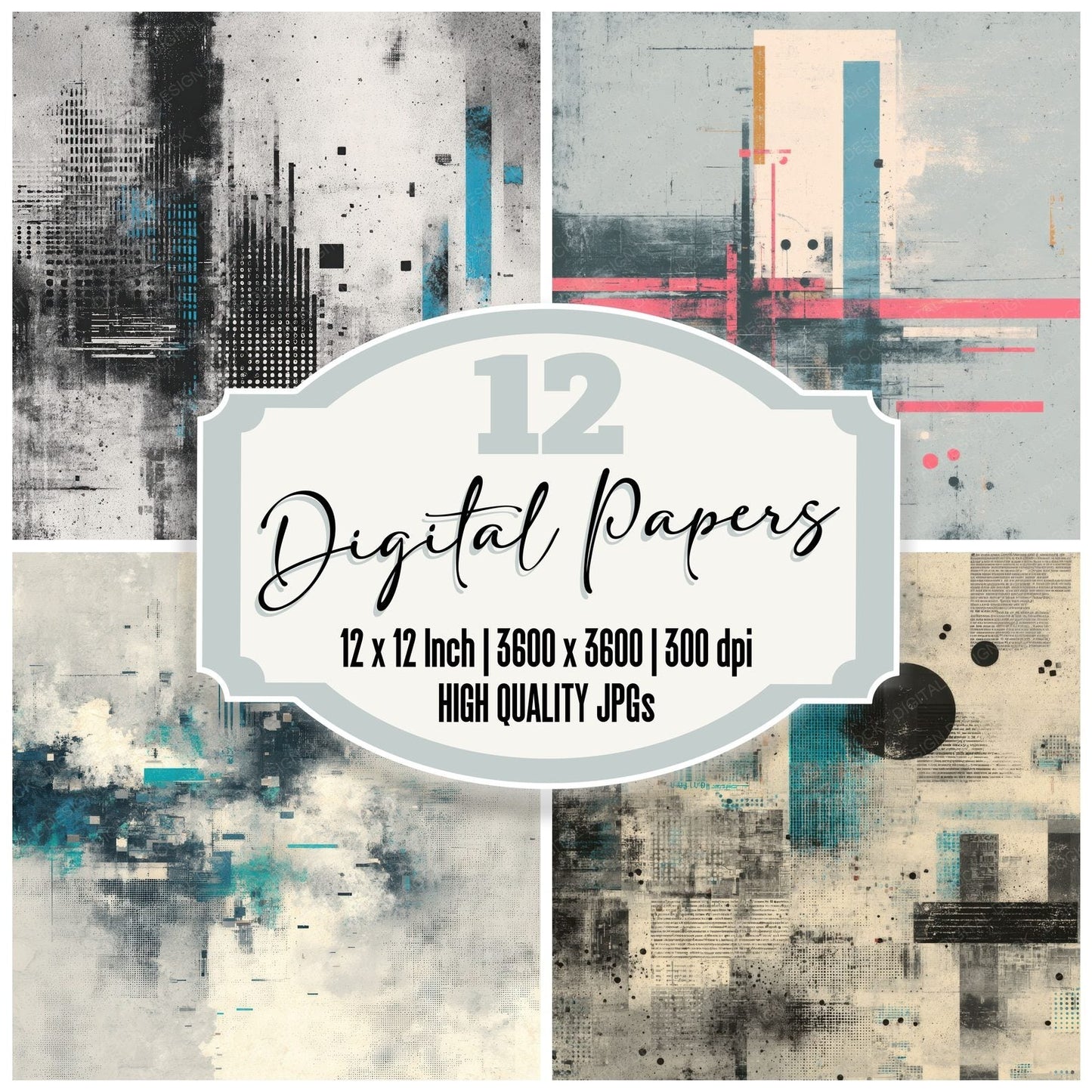 Type Fragment Roller Streak Matrix Digital Paper Pack (DDD004113)