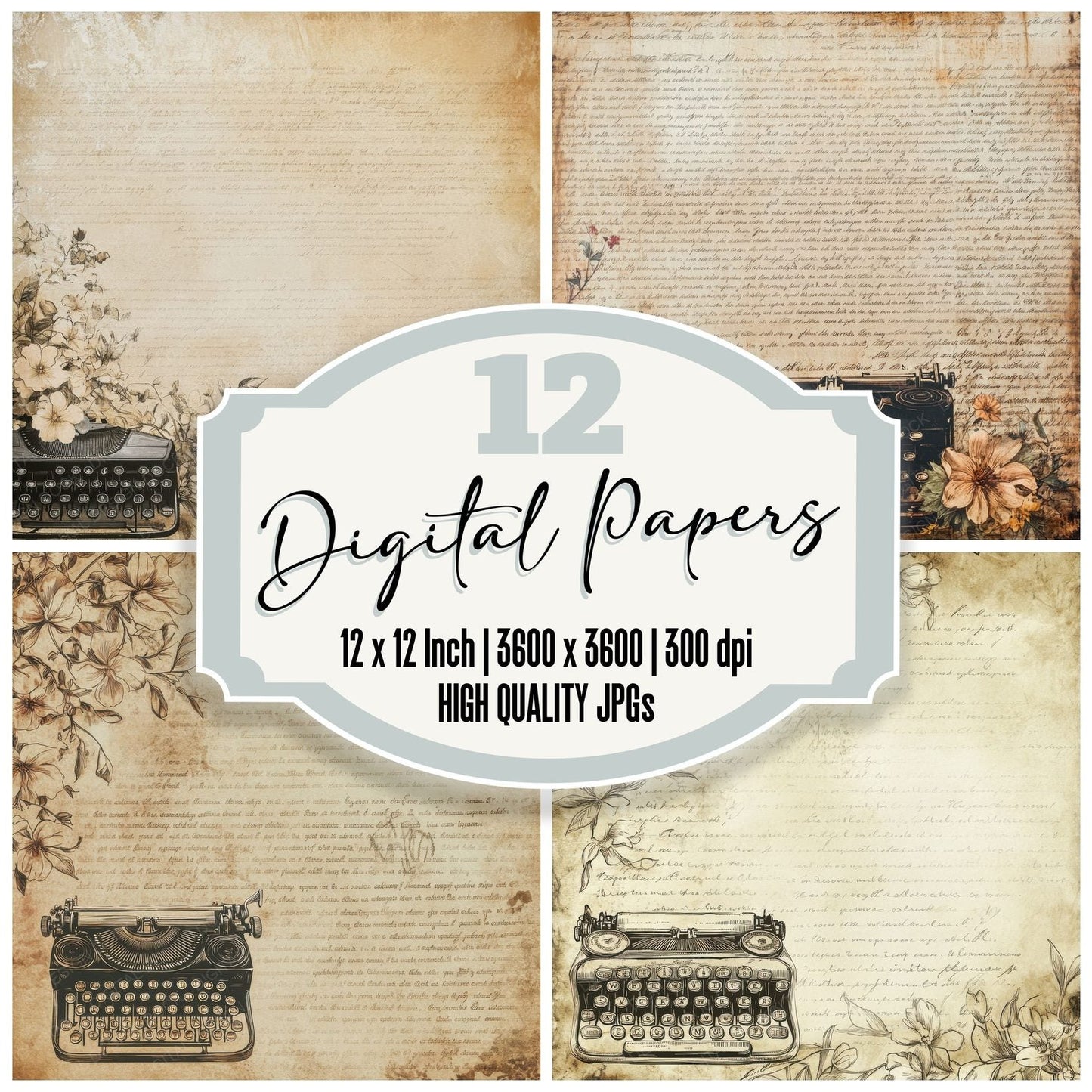 Typewriter Ink Paper Digital Paper Pack (DDD004115)