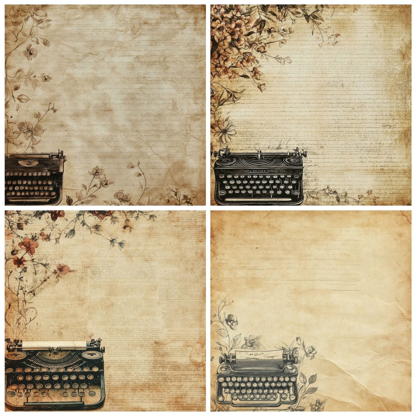Typewriter Ink Paper Digital Paper Pack (DDD004115)