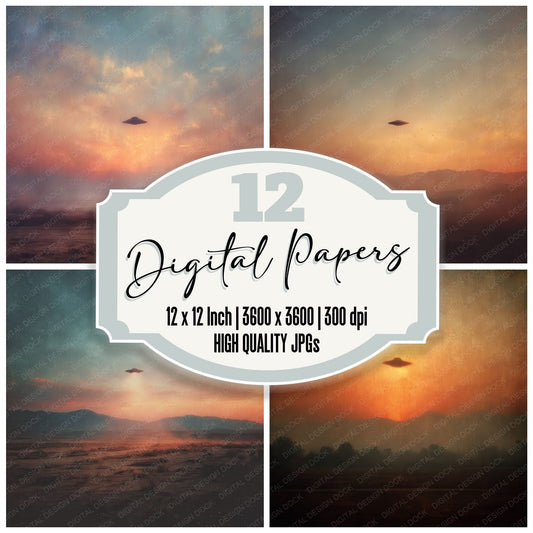 UFO Desert Horizon Dust Heat Blur Digital Paper Pack (DDD004119)