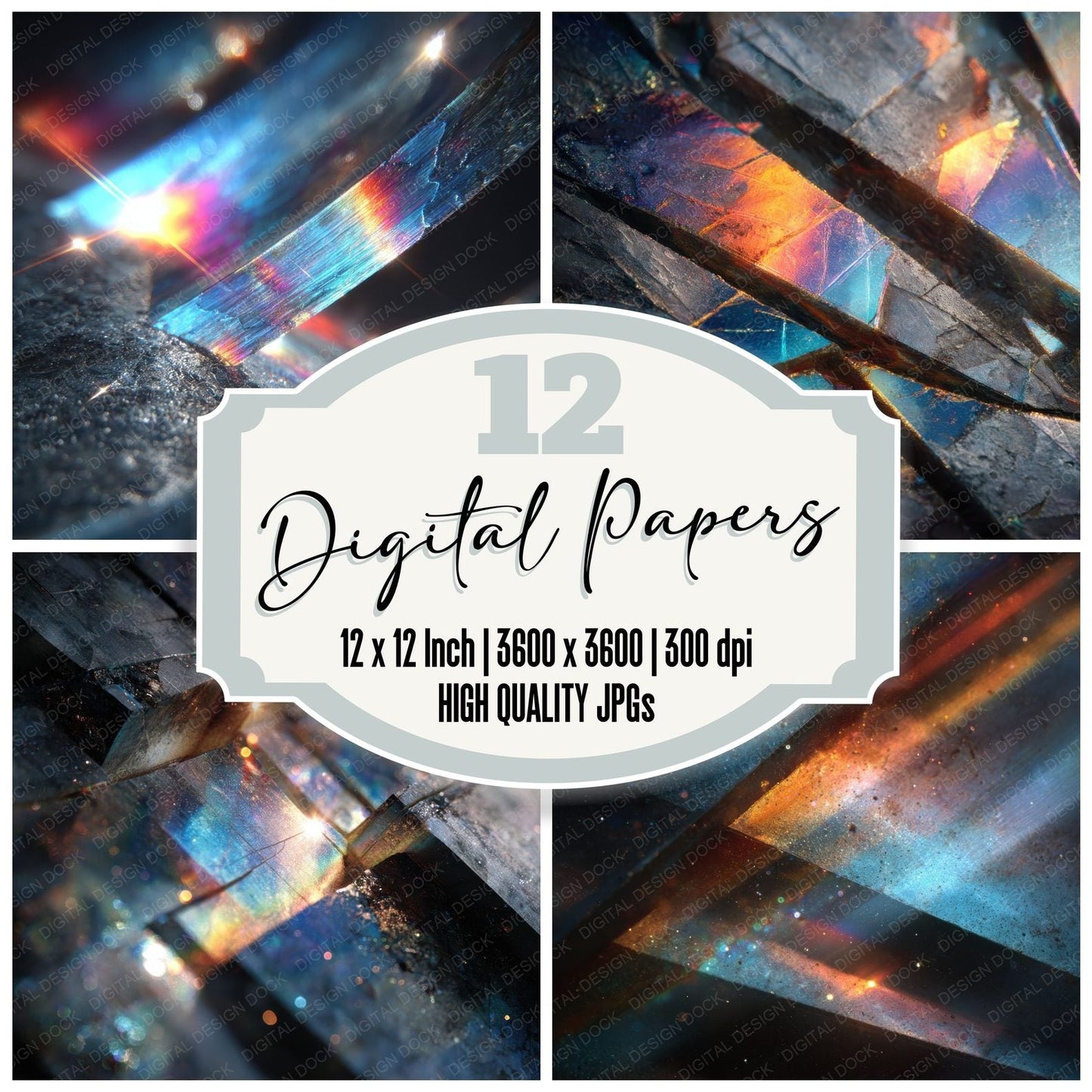UFO Fragment Scratch Prism Symbol Digital Paper Pack (DDD004120)