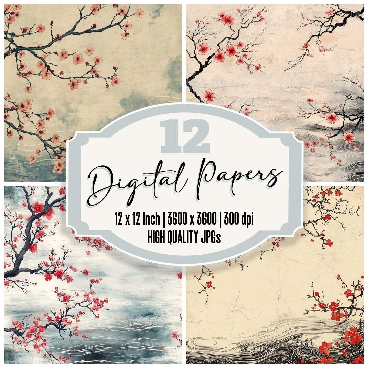 Ukiyo Blossom Drift Digital Paper Pack (DDD004121)