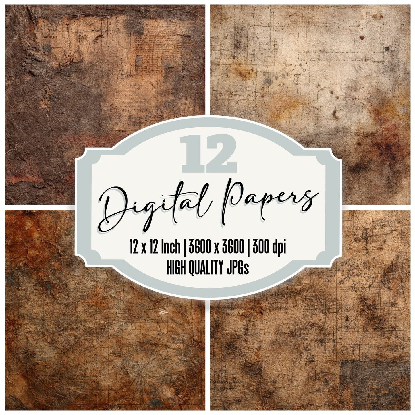 Umber Graphite Chalk Stitch Digital Paper Pack (DDD004124)