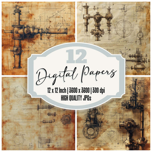 Valve Sketch Script Digital Paper Pack (DDD004134)