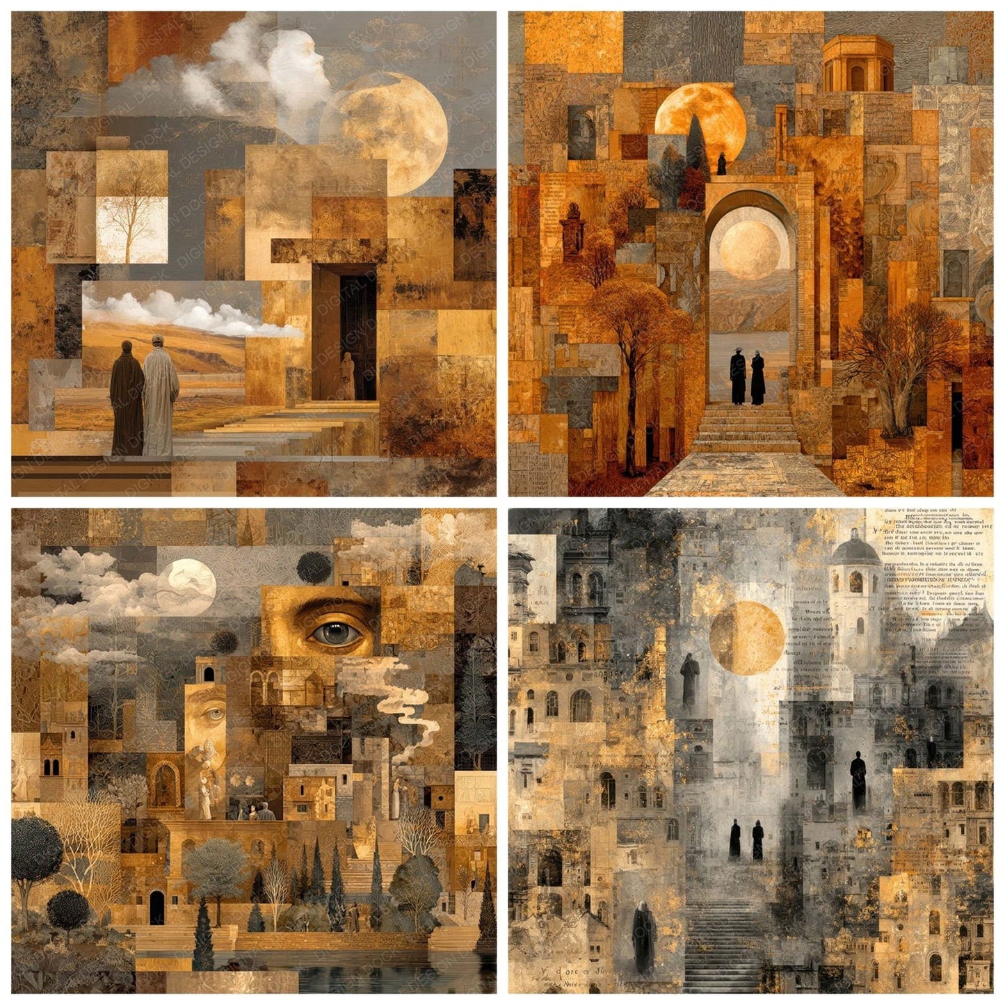 Varo Surreal Collage Sepia Fade Digital Paper Pack (DDD004139)