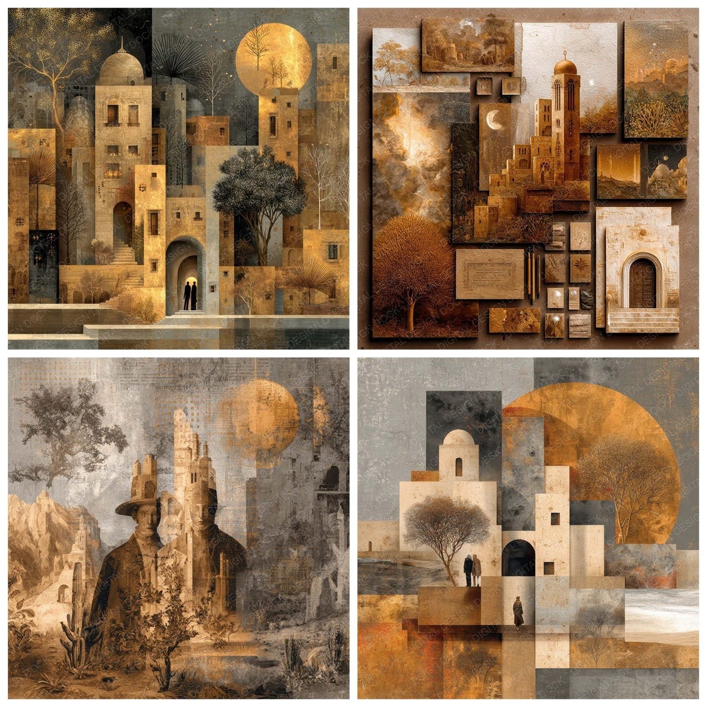 Varo Surreal Collage Sepia Fade Digital Paper Pack (DDD004139)