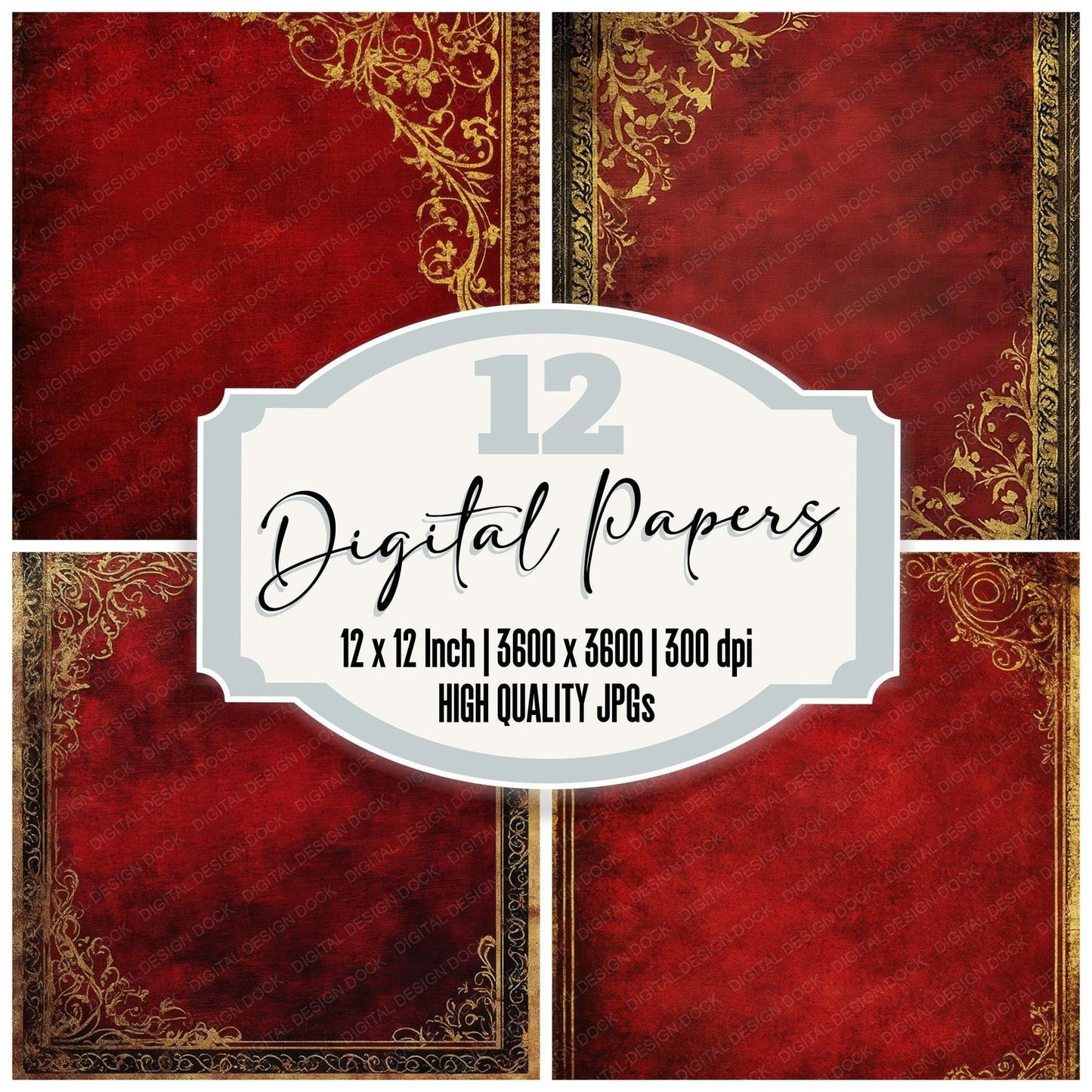 Velvet Gold Embroidery Digital Paper Pack (DDD004143)