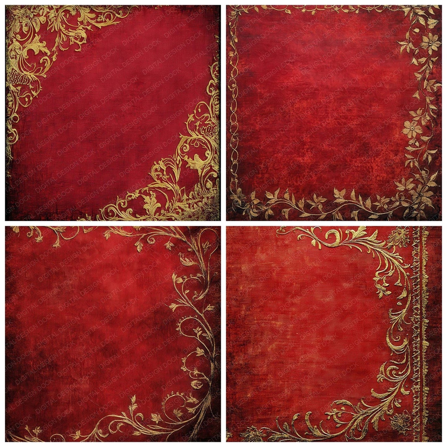 Velvet Gold Embroidery Digital Paper Pack (DDD004143)