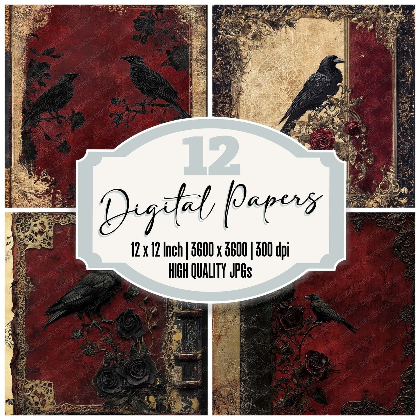 Velvet Lace Grimoire Digital Paper Pack (DDD004145)