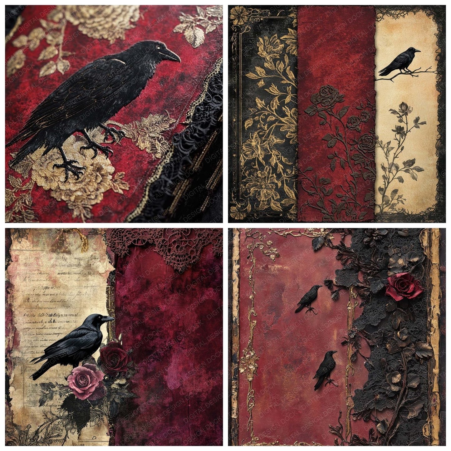 Velvet Lace Grimoire Digital Paper Pack (DDD004145)