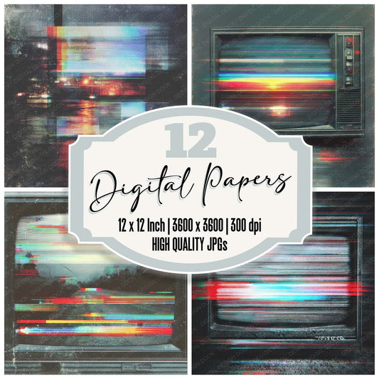 VHS Static Analogue Blur Digital Paper Pack (DDD004148)