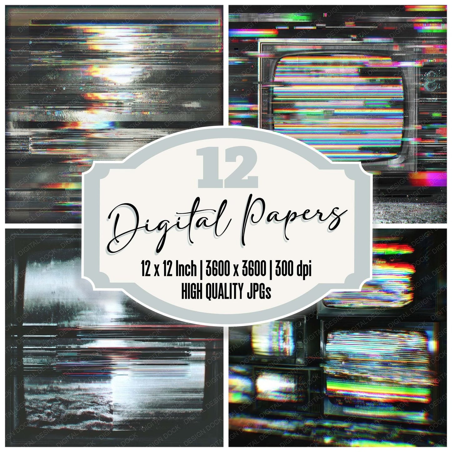 VHS Static Ripple Noise Tracking Digital Paper Pack (DDD004150)