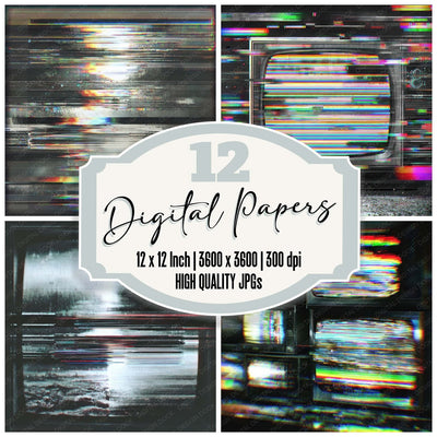 VHS Static Ripple Noise Tracking Digital Paper Pack (DDD004150)
