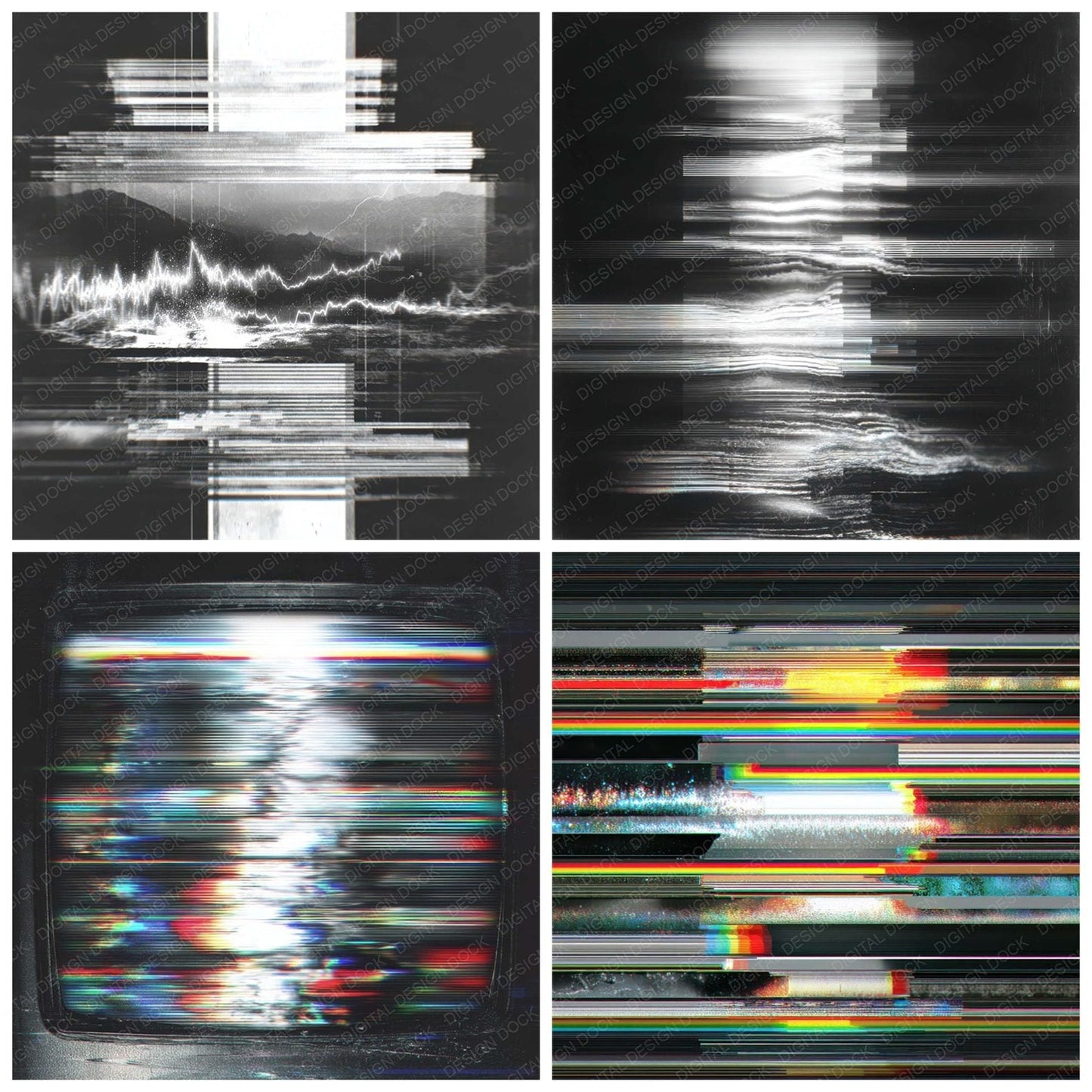 VHS Static Ripple Noise Tracking Digital Paper Pack (DDD004150)