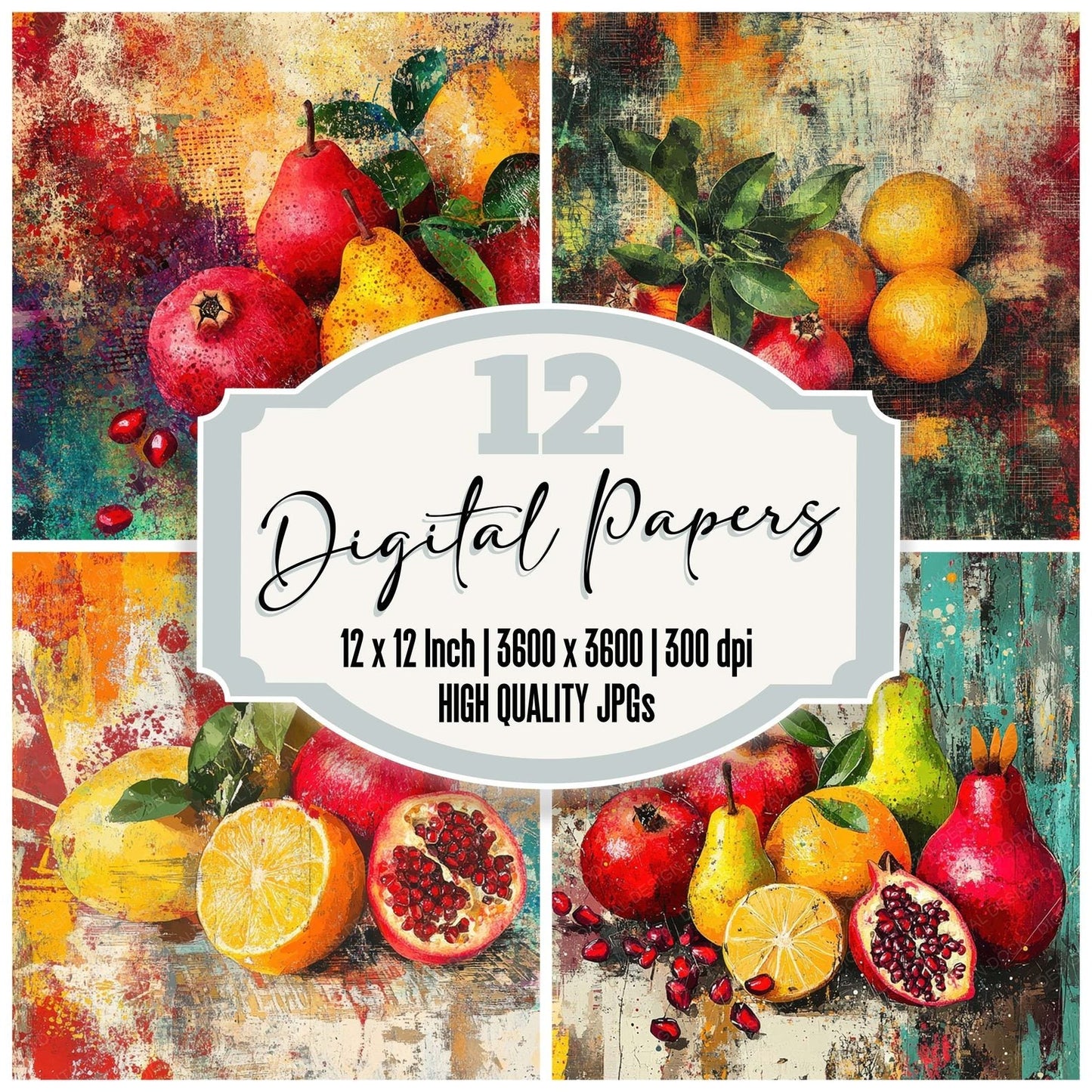 Vibrant Fruit Brush Digital Paper Pack (DDD004160)