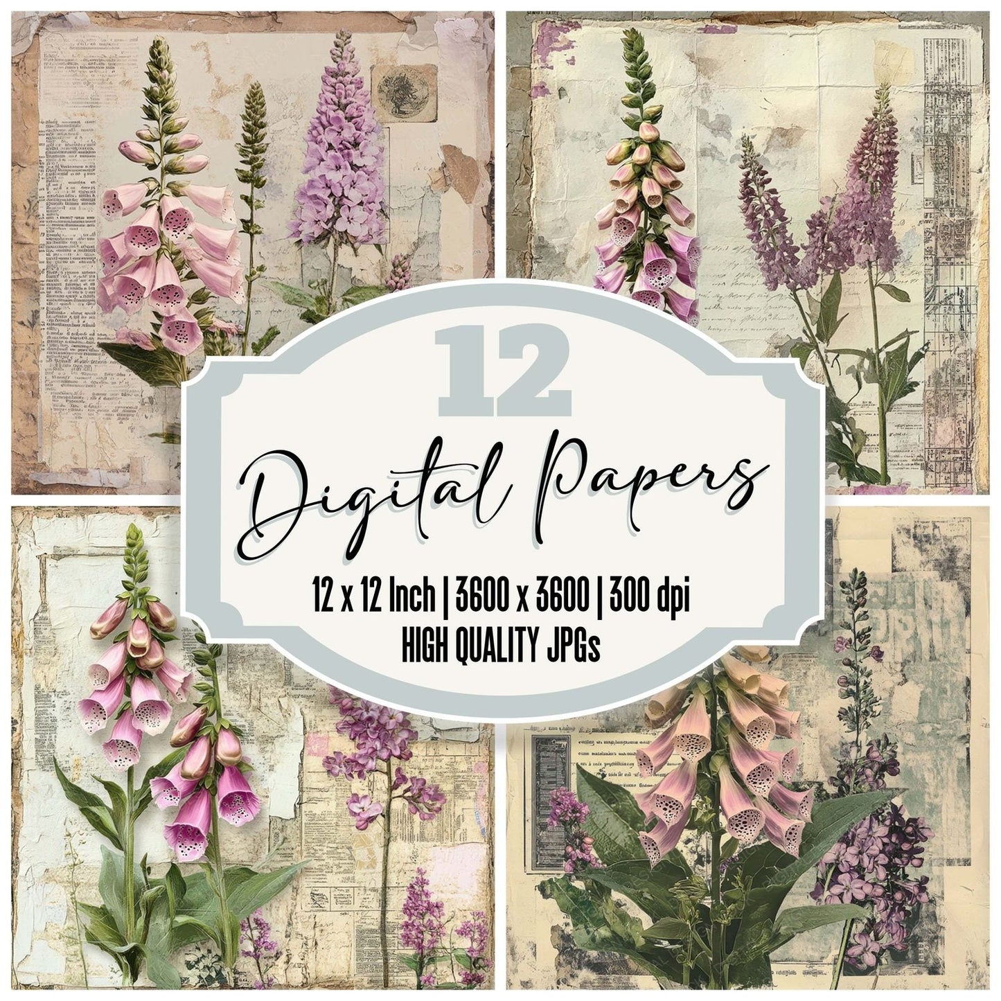 Victorian Decoupage Almanac Flora Digital Paper Pack (DDD004163)