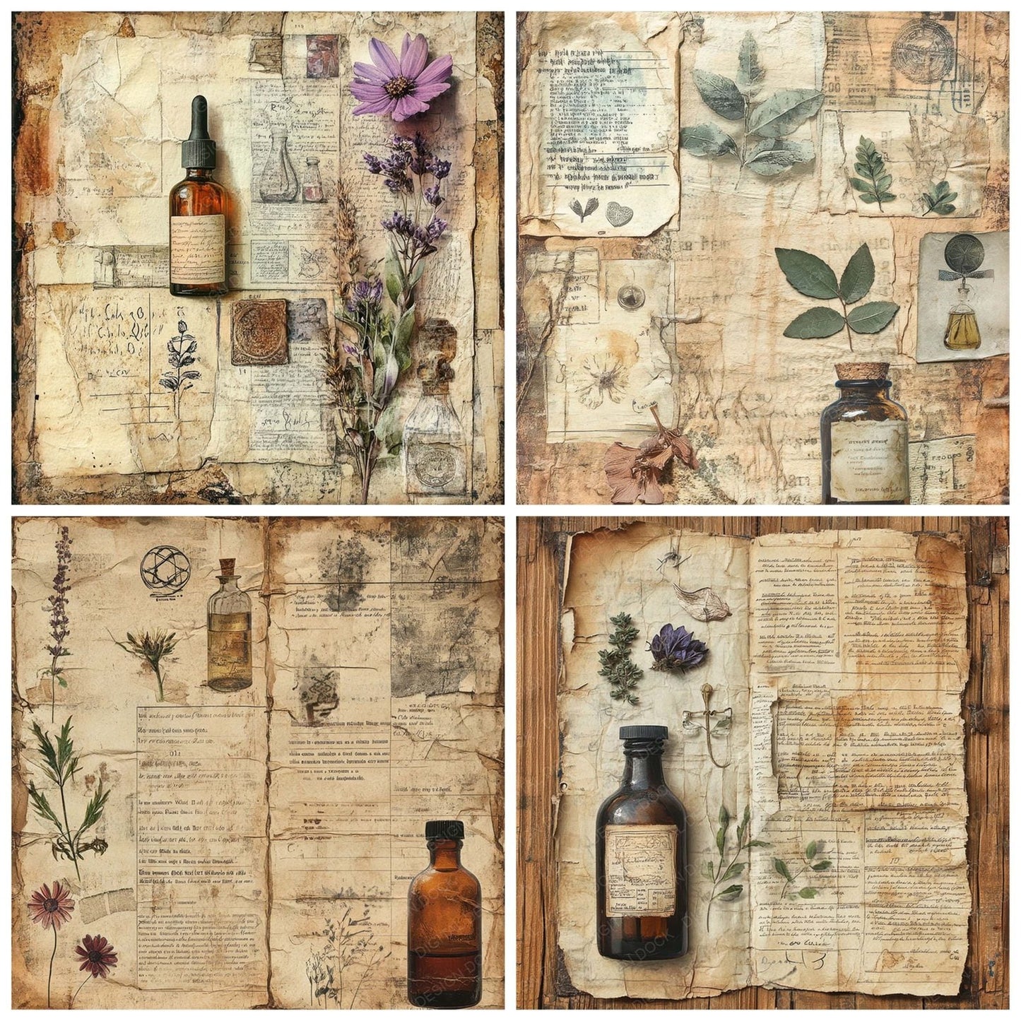 Victorian Decoupage Apothecary Label Digital Paper Pack (DDD004164)