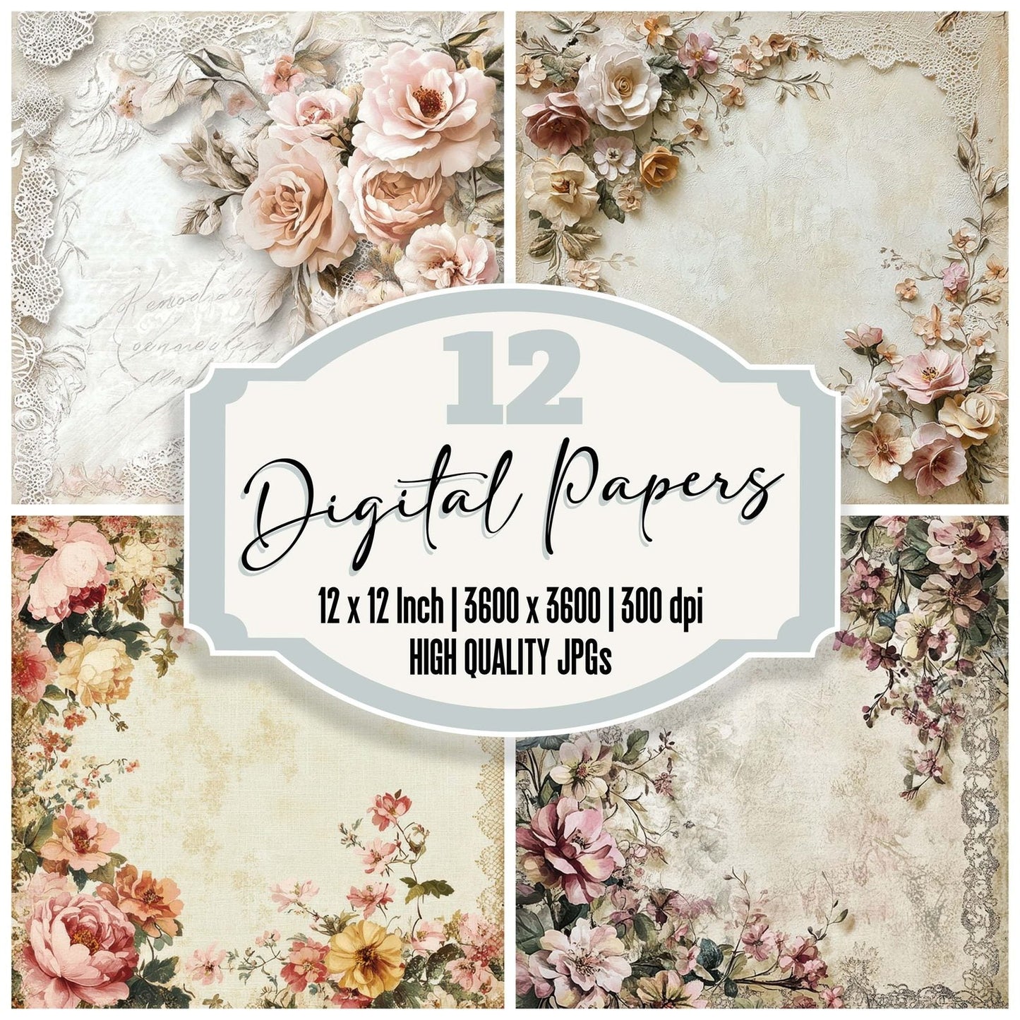 Victorian Decoupage Ballroom Lace Digital Paper Pack (DDD004165)