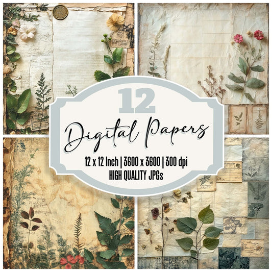 Victorian Decoupage Botanical Scrap Digital Paper Pack (DDD004170)